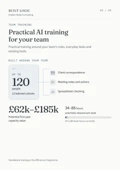 Page three of the AI Action Plan: practical AI training for your team.